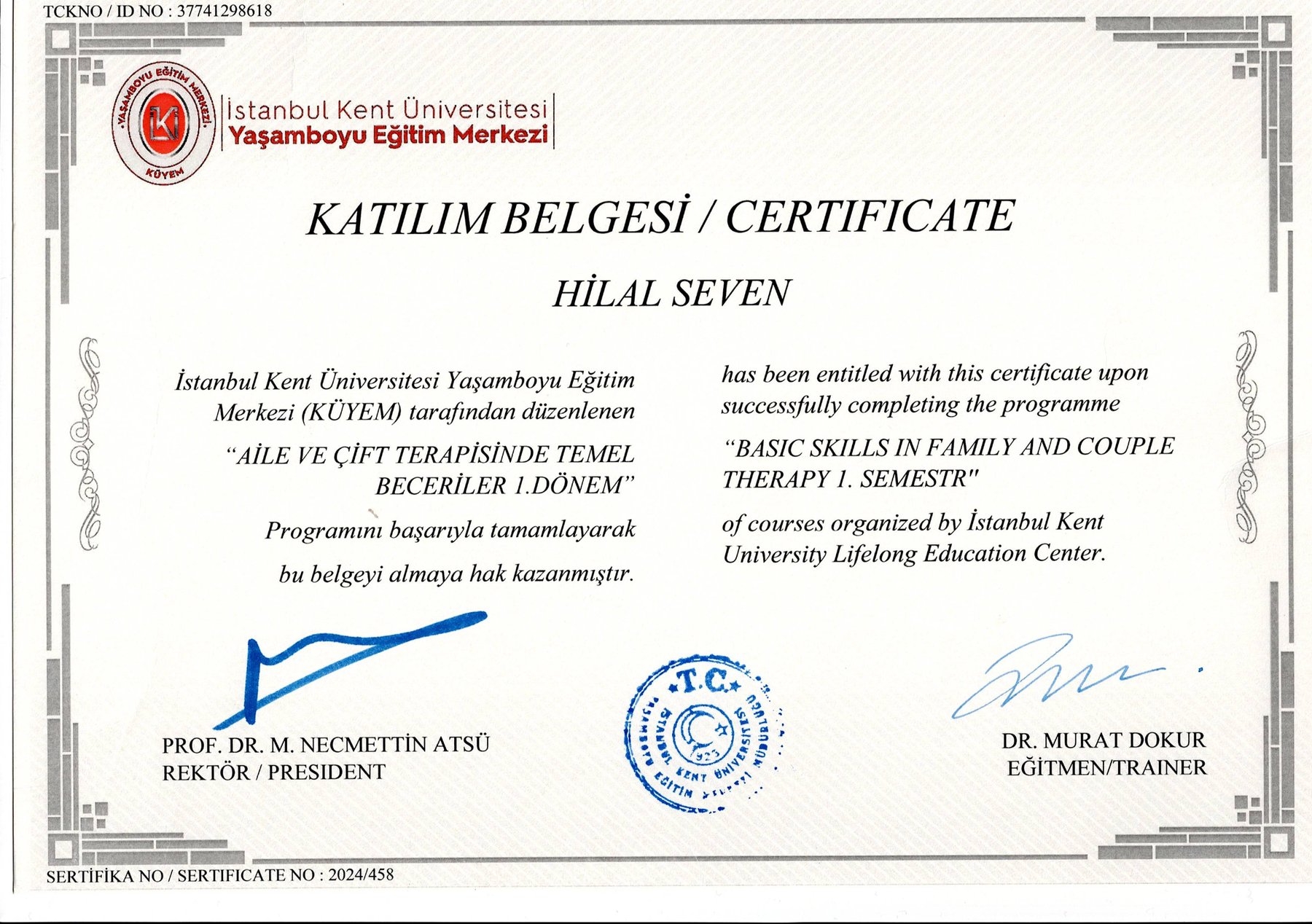 Aile ve Çift Terapisinde Temel Beceriler — 1. Dönem