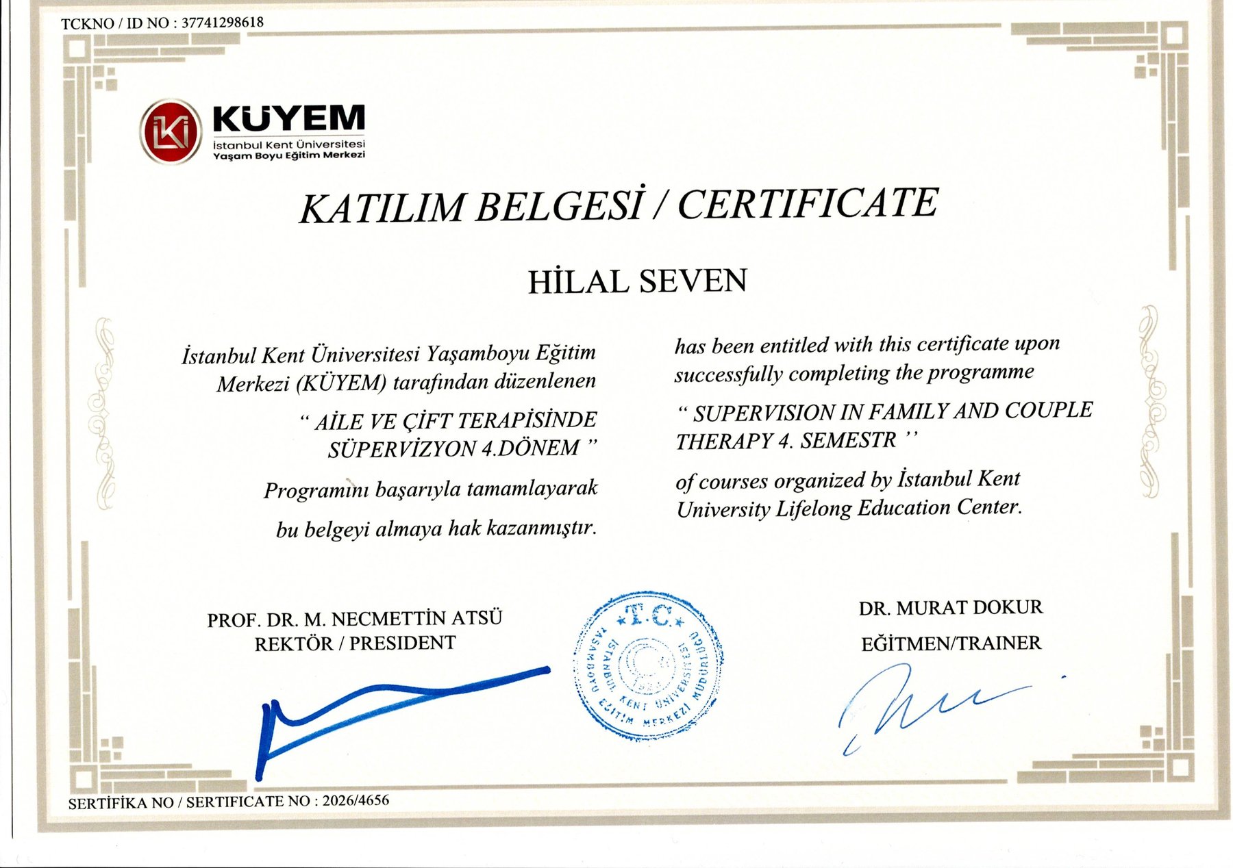 Aile ve Çift Terapisinde Süpervizyon — 4. Dönem
