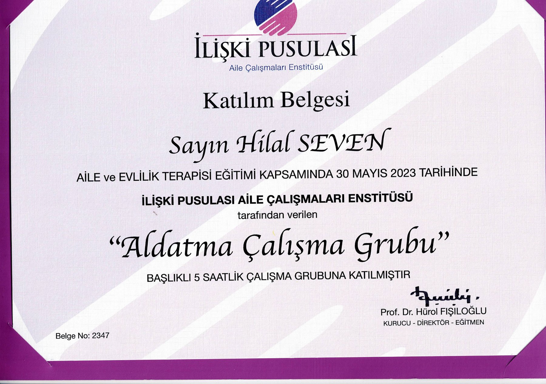 Aldatma Çalışma Grubu — Katılım Belgesi