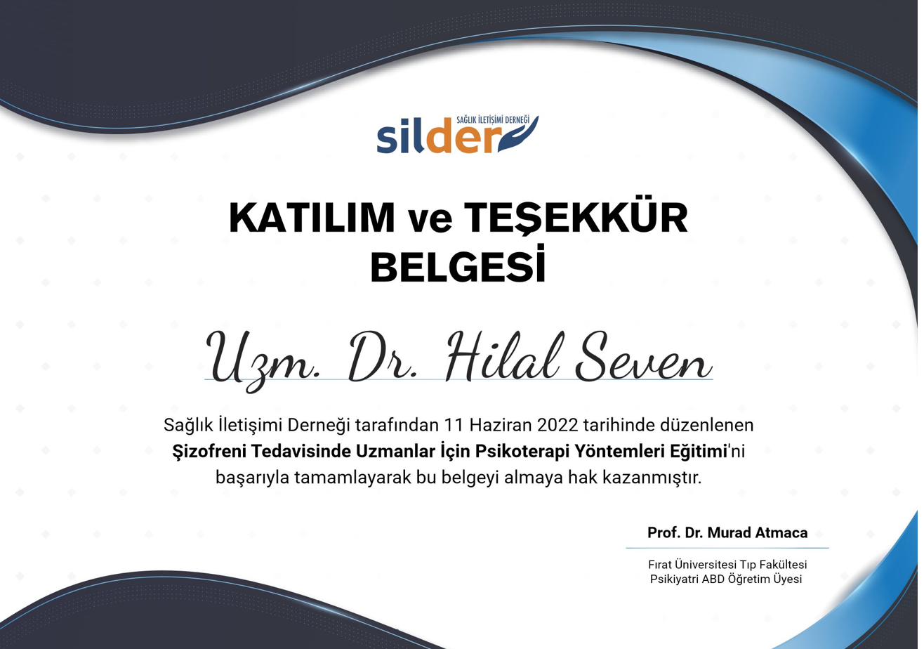 Şizofreni Tedavisinde Psikoterapi Yöntemleri Eğitimi — Katılım Belgesi